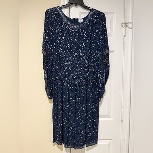 Patra Navy Blue Sequined Evening Gown Size 20W